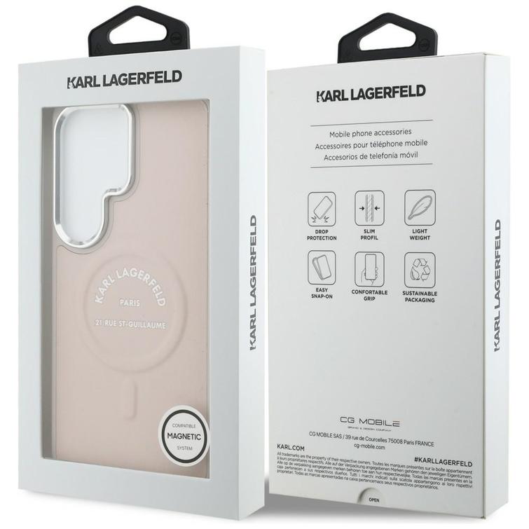 Karl Lagerfeld case Embossed Ring RSG Logo MagSafe for Samsung Galaxy S26 Ultra pink
