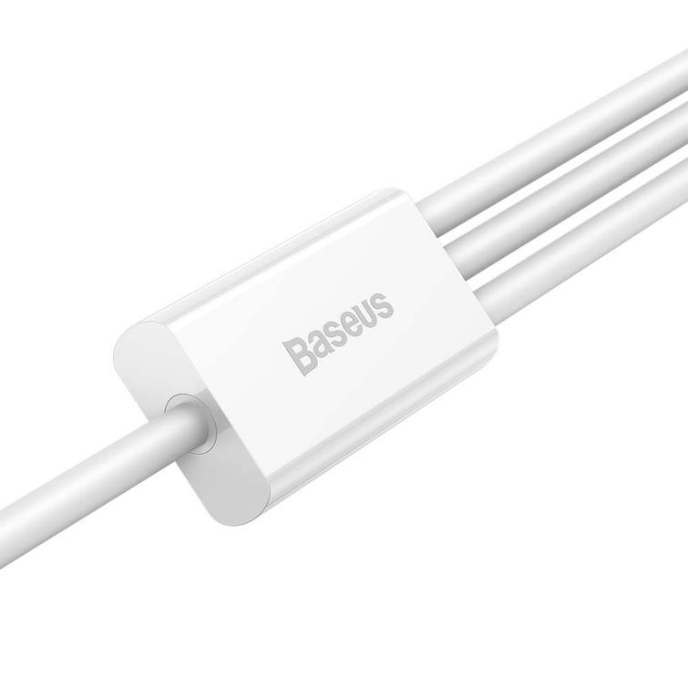 Baseus-kaapeli 3in1 Superior USB - Lightning + USB-C + microUSB 1,5 m 3,5A valkoinen