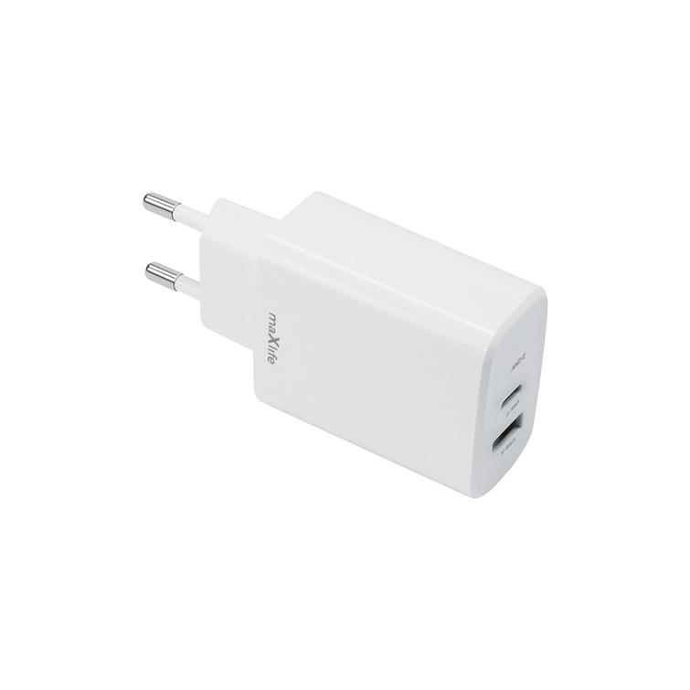 Maxlife MXTC-10-20AC PD QC laturi 1x USB-C 1x USB 20W valkoinen