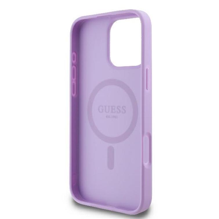 Guess-suojakuori iPhone 16 Pro Max 6,9":lle GUHMP16XPSAPSMEU Saffiano Peony Classic Logo violetti MagSafe