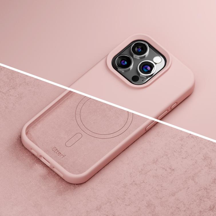 Etteri Silicone Mag kotelo iPhone 15 Prolle 6,1" vaaleanpunainen