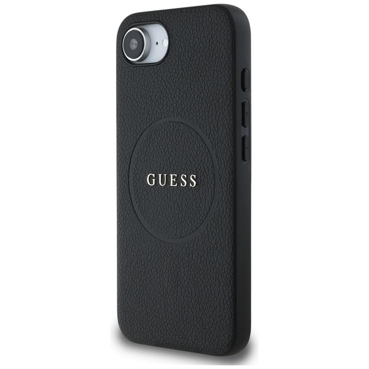 Guess HC MagSafe PU -kuvioitu kultainen rengaskuori iPhone 16e:lle, musta