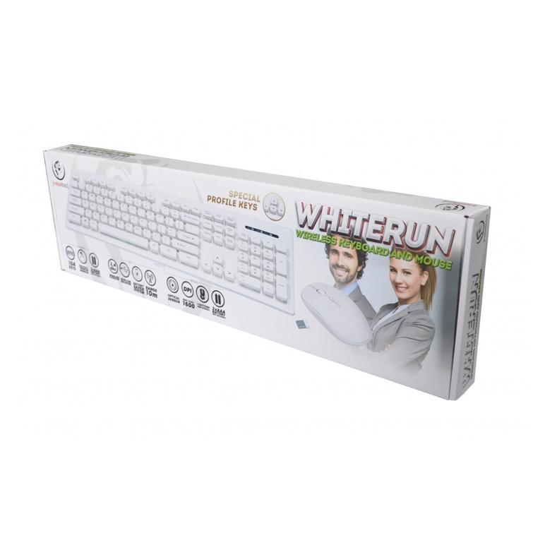 Rebeltec langaton n&auml;pp&auml;imist&ouml; + hiiri -setti, valkoinen, WHITERUN