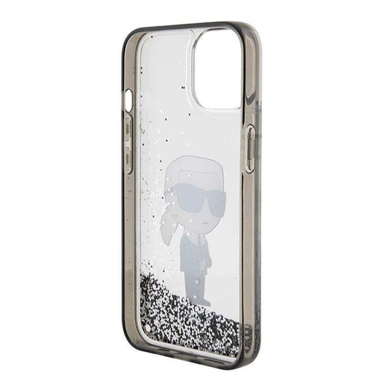 Karl Lagerfeld iPhone 15 6,1" -puhelimen suojakuori KLHCP15SLKKNSK läpinäkyvä kovakuori Liquid Glitter Ikonik