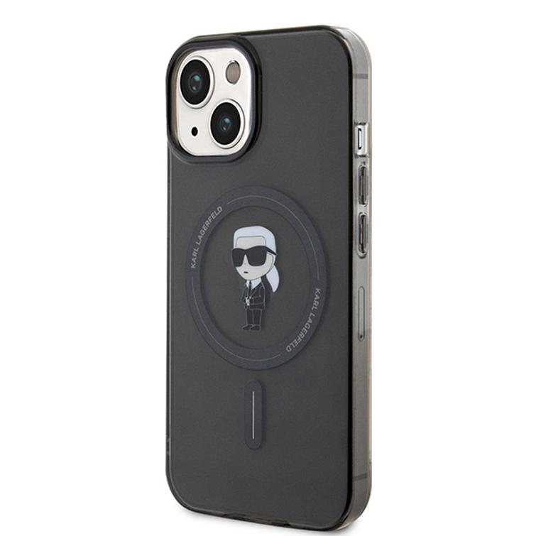 Karl Lagerfeld iPhone 15 6,1" KLHMP15SHFCKNOK -suojakuori, musta, kovakuori IML Ikonik MagSafe