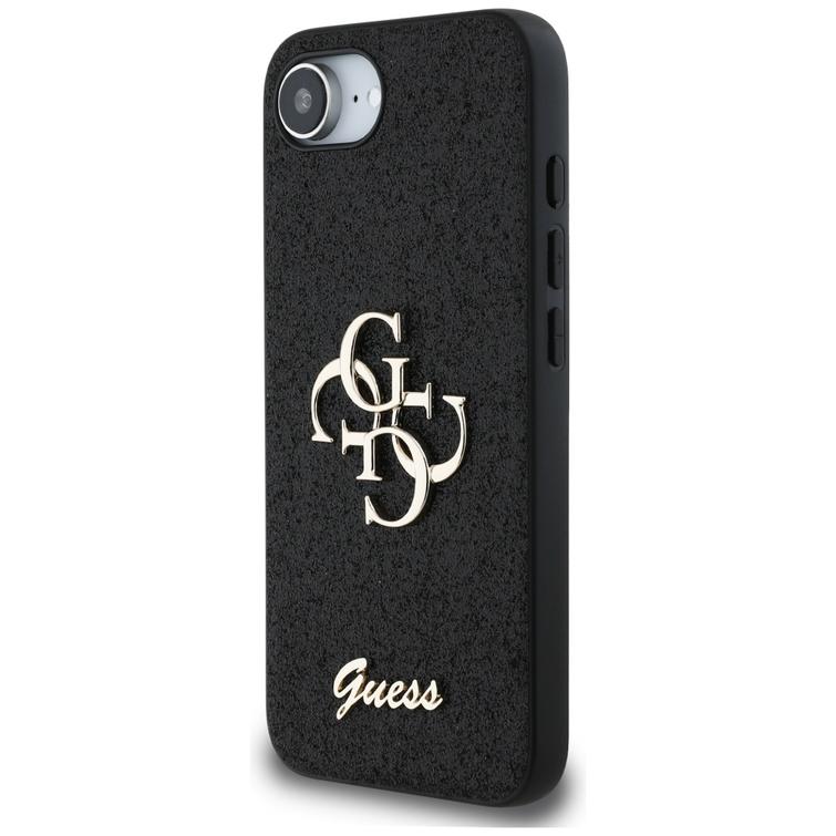 Guess HC Fixed Glitter Big 4G -suojakuori iPhone 16e:lle, musta