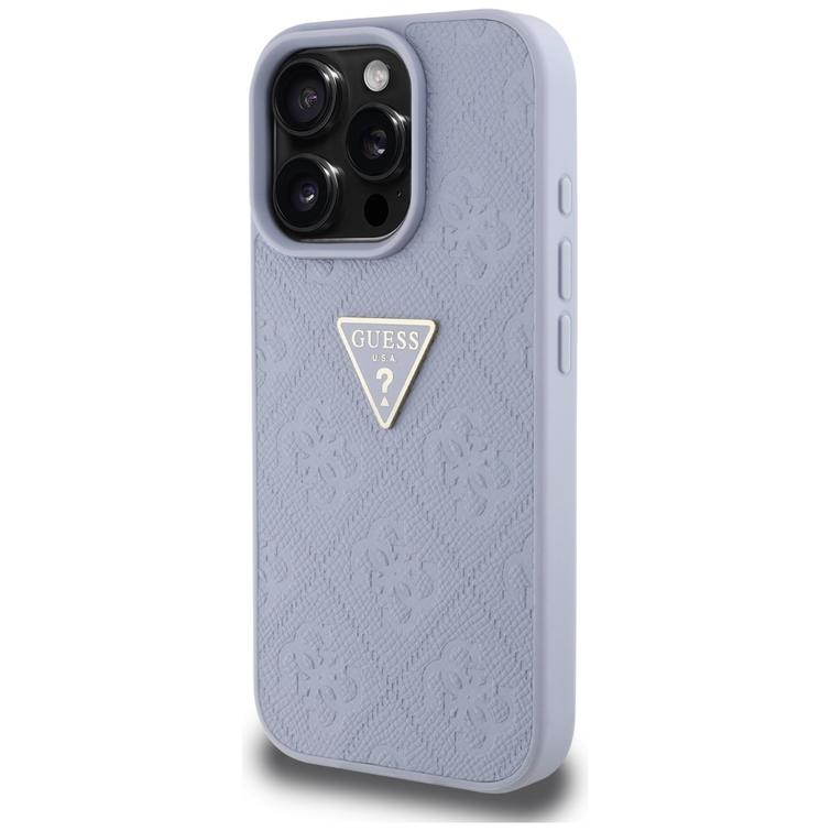 Guess Hardcase PU Grained Hot Stamp 4G Triangle Metal -suojakuori iPhone 16 Pro Maxille 6,9" violetti
