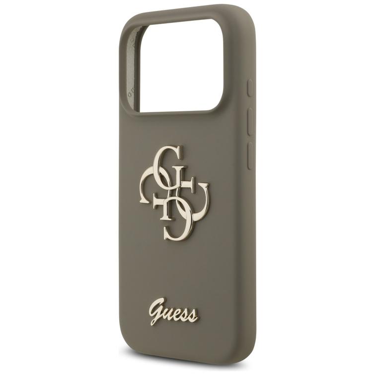 Guess Silicone Big 4G Script case for iPhone 17 Pro brown