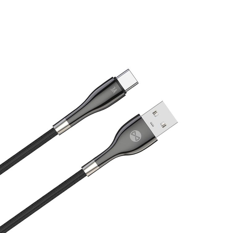 Forever Sleek USB-C-kaapeli - USB-C-kaapeli 1,0 m 3A musta