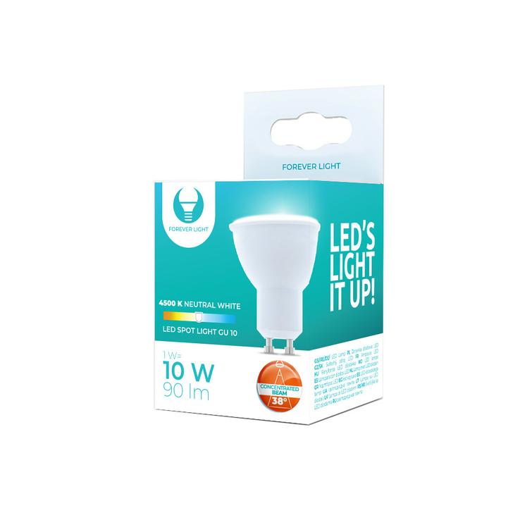 LED-lamppu GU10 1W 230V 4500K 90lm 38&deg; Forever Light