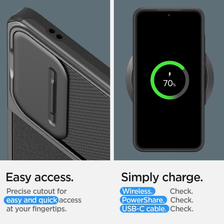 Spigen Optic Armor suojakuori Samsung Galaxy S24:lle, musta
