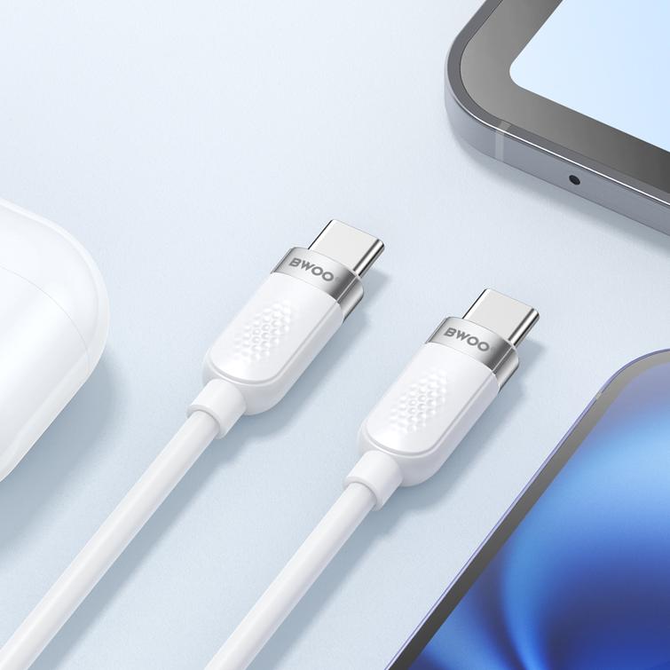 BWOO 65W USB-C - USB-C -kaapeli 1m valkoinen