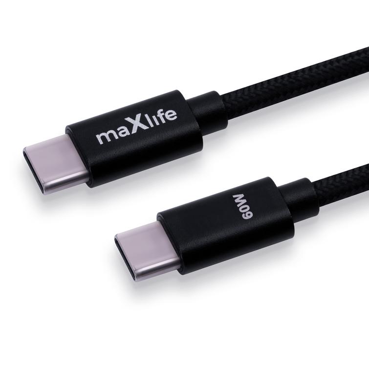 Maxlife MXUC-12 kaapeli USB-C - USB-C 1,0 m 60W musta