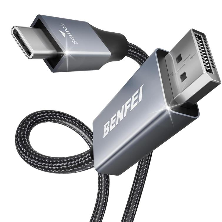 BENFEI USB-C&ndash;DisplayPort-kaapeli 0,9 m 8K 60Hz 4K 144Hz harmaa