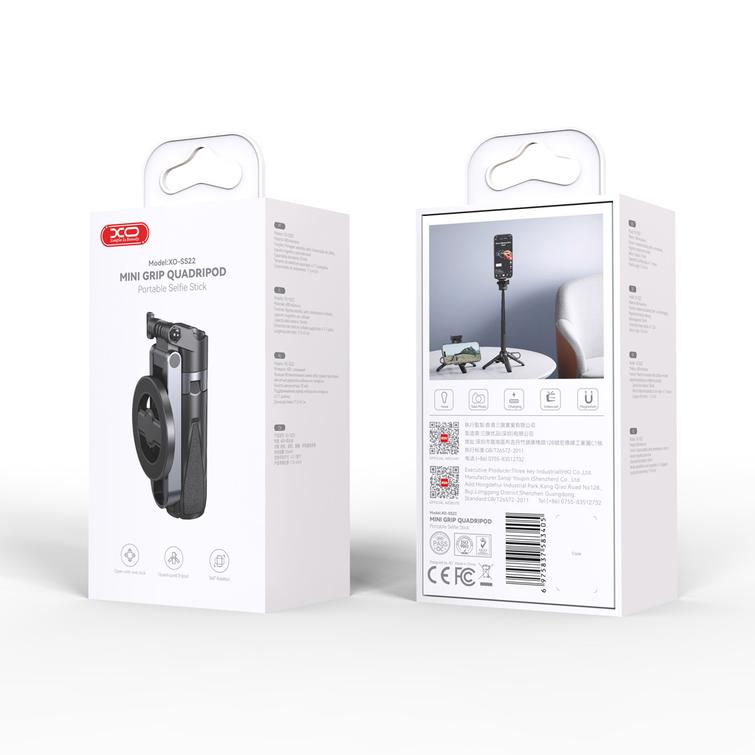 XO selfiekeppi Bluetooth-jalusta SS22 musta magneettinen