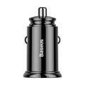 Baseus Pyöreä Muovinen QC 3.0 PD Autolaturi 1x USB-C - USB-portti 30W musta