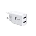 T-PHOX WALL CHARGER POCKET SERIES 2xUSB TCC-224 12W + USB-C CABLE WHITE