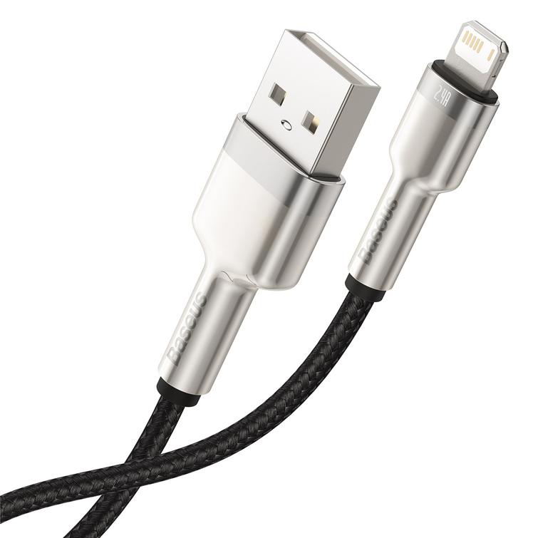 Baseus Cafule Metal USB-Lightning-kaapeli 0,25 m 2,4A musta