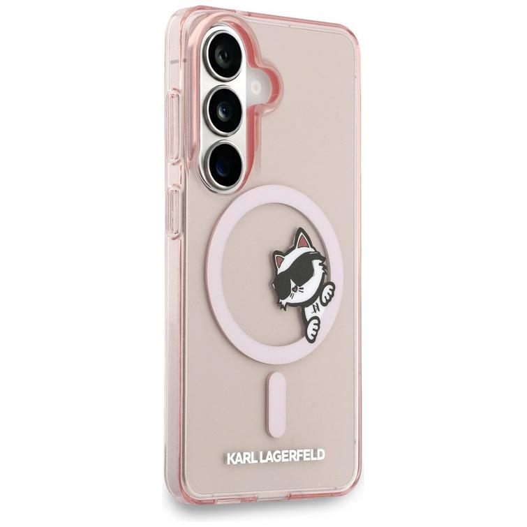 Karl Lagerfeld case IML Peekaboo Choupette MagSafe for Samsung Galaxy S26 pink