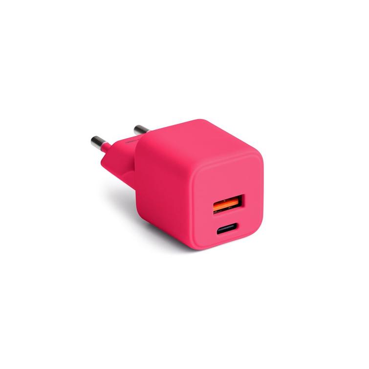 COLORUM-sein&auml;laturi USB-A + USB-C PD 30W CLS30-AC-02 x Magenta