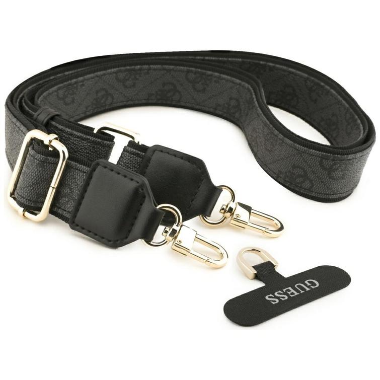 Guess 4G Strass Logo & Big Strap Metal Buttons MagSafe -kotelo iPhone 17 Prolle, musta