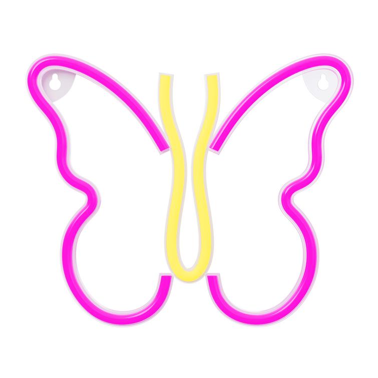 Neon LED-valo BUTTERFLY pinkki NNE03 Neolia