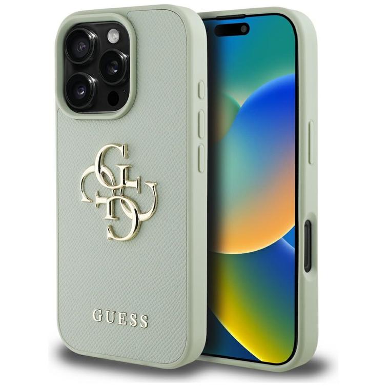 Guess Hardcase PU Grained Big 4G and Classic Logo -suojakuori iPhone 16 Pro 6,3":lle, vihre&auml;