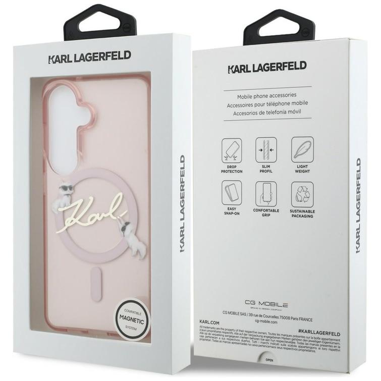 Karl Lagerfeld case IML KC Script MagSafe for Samsung Galaxy S26 pink