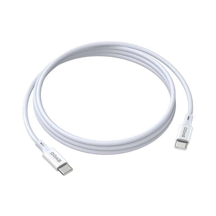 BWOO-kaapeli USB-C - USB-C 1m 60W ABS + TPE X282 C-C valkoinen