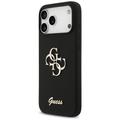 Guess Silicone Big 4G Script -suojakuori iPhone 17 Pro Maxille, musta