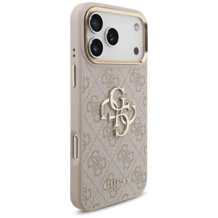 Guess 4G Big 4G Classic Logo Big Strap -metallinappisuojakuori iPhone 17 Pro Maxille, pinkki