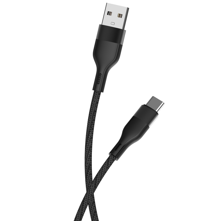 Maxlife MXUC-07 kaapeli USB - USB-C 1,0 m 3A musta nailon