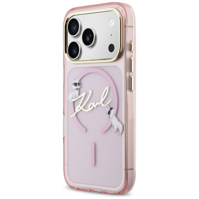 Karl Lagerfeld kotelo iPhone 17 Pro Max 6,9" IML Choupettes Karl Script Logo MagSafe vaaleanpunainen