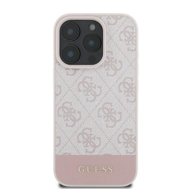 Guess iPhone 16 Pro 6,3" -puhelimen suojakuori GUHCP16LG4GLPI pinkki kovakuori 4G alaraita
