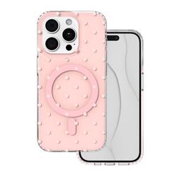 Bubble Dots Mag -suojakuori iPhone 15 Pro 6,1" -puhelimelle, pinkki