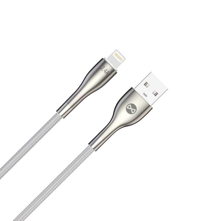 Forever Sleek USB-kaapeli - Lightning 1,0 m 2.4A valkoinen
