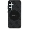 Guess HC MagSafe PU 4G Circle Classic Logo -suojakuori Samsung Galaxy S25:lle, musta