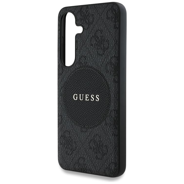 Guess HC MagSafe PU 4G Circle Classic Logo -suojakuori Samsung Galaxy S25:lle, musta