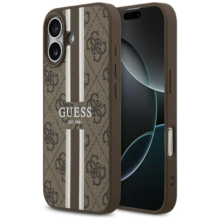 Guess 4G Printed Stripes MagSafe -suojakuori iPhone 17:lle, ruskea