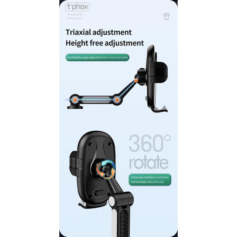 T-PHOX CAR HOLDER TH-07 WITH CUP HOLDER BLACK