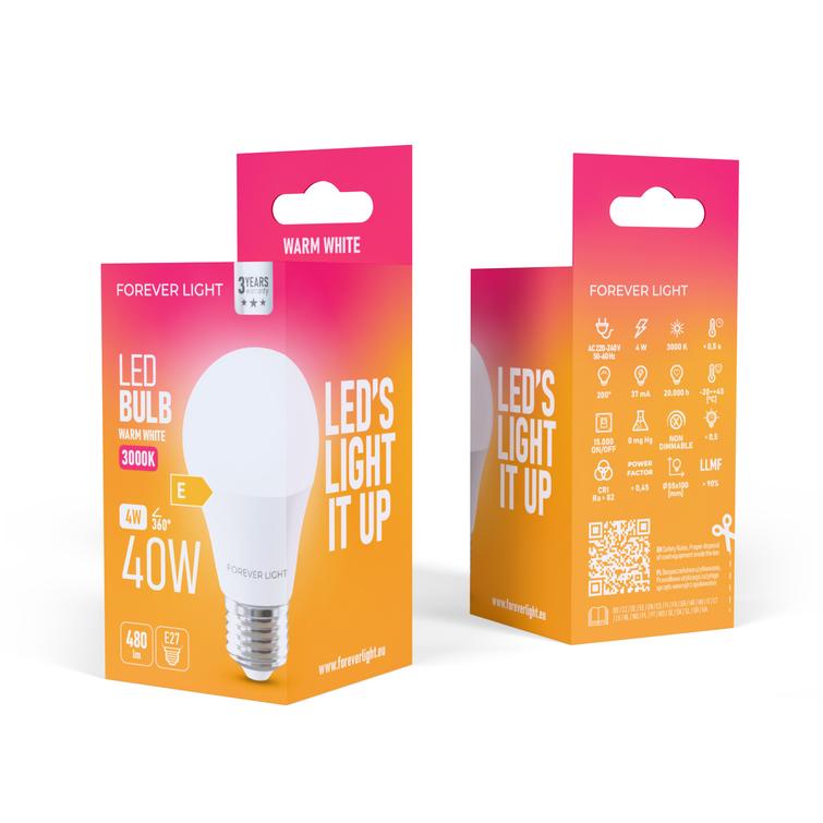Forever Light LED-lamppu E27 A55 4W 480lm 3000K luokka E
