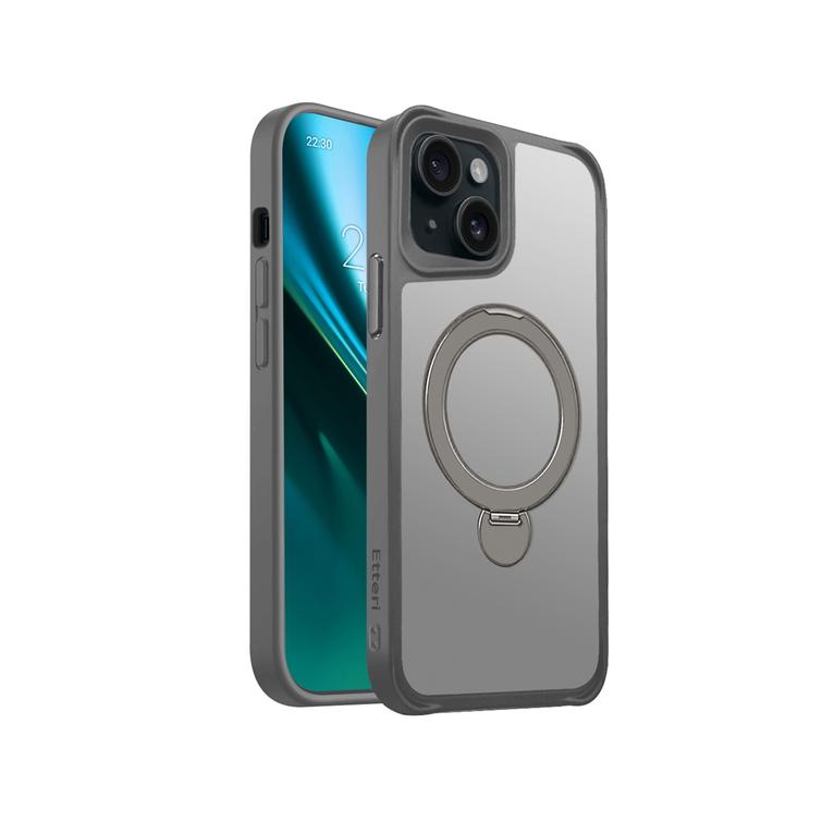 Etteri Matt Mag Ring suojakuori iPhone 15:lle 6,1" harmaa