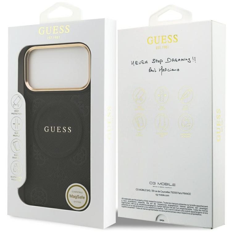 Guess iPhone 17 Pro Max -suojakuori HC MAGSAFE PU -suojakuorella, musta