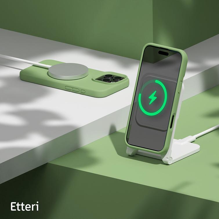 Etteri Silicone Mag -suojakuori iPhone 16 Pro Max 6,9":lle, vaaleanvihreä