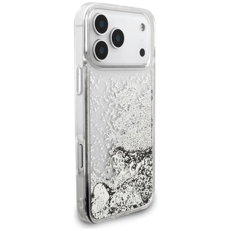 Guess Liq. Glitter Charms case for iPhone 17 Pro Max silver
