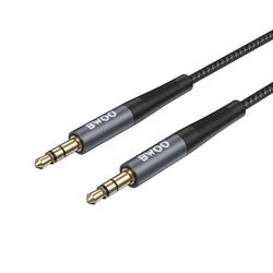 BWOO-kaapeli AUX 3,5 mm - 3,5 mm nailonpunottu + alumiiniseoskuori BO-AUX064 musta