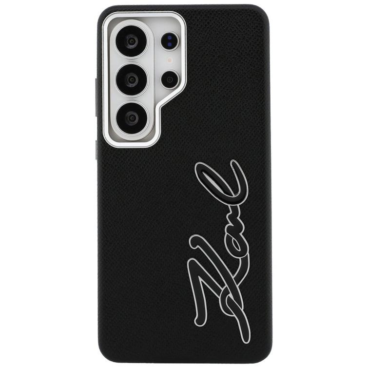 Karl Lagerfeld case Grained Signature Metal Resin Logo for Samsung Galaxy S26 Ultra black