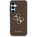 Guess HC PU Grained Big 4G and Classic Logo -suojakuori Samsung Galaxy S25:lle, ruskea