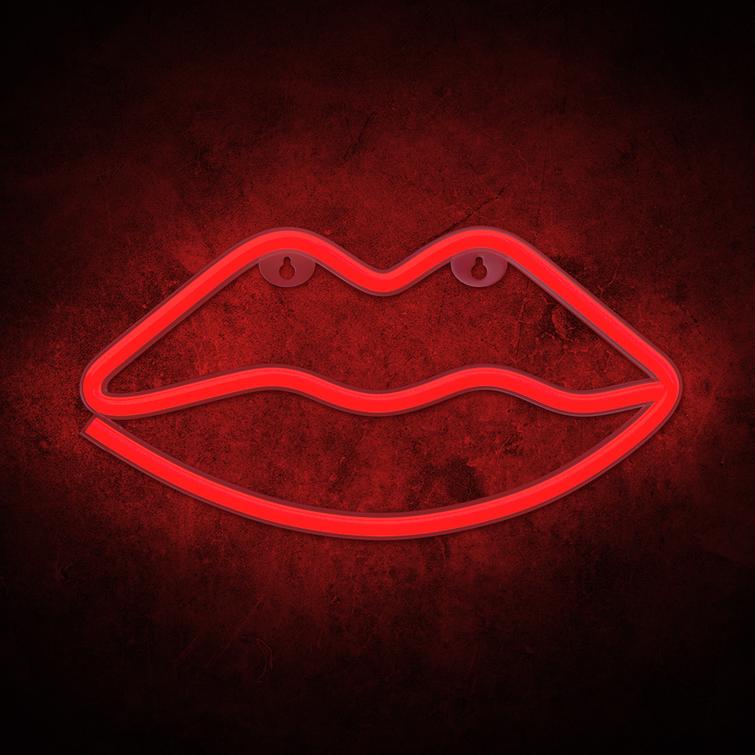 Neon LED-valo LIPS punainen Lepakko + USB FLNE08 Forever Light