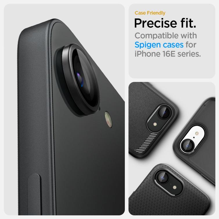 Spigen Optik Pro Glas.tR "EZ Fit" Kamerasuoja iPhone 16E:lle, musta, 2 kpl